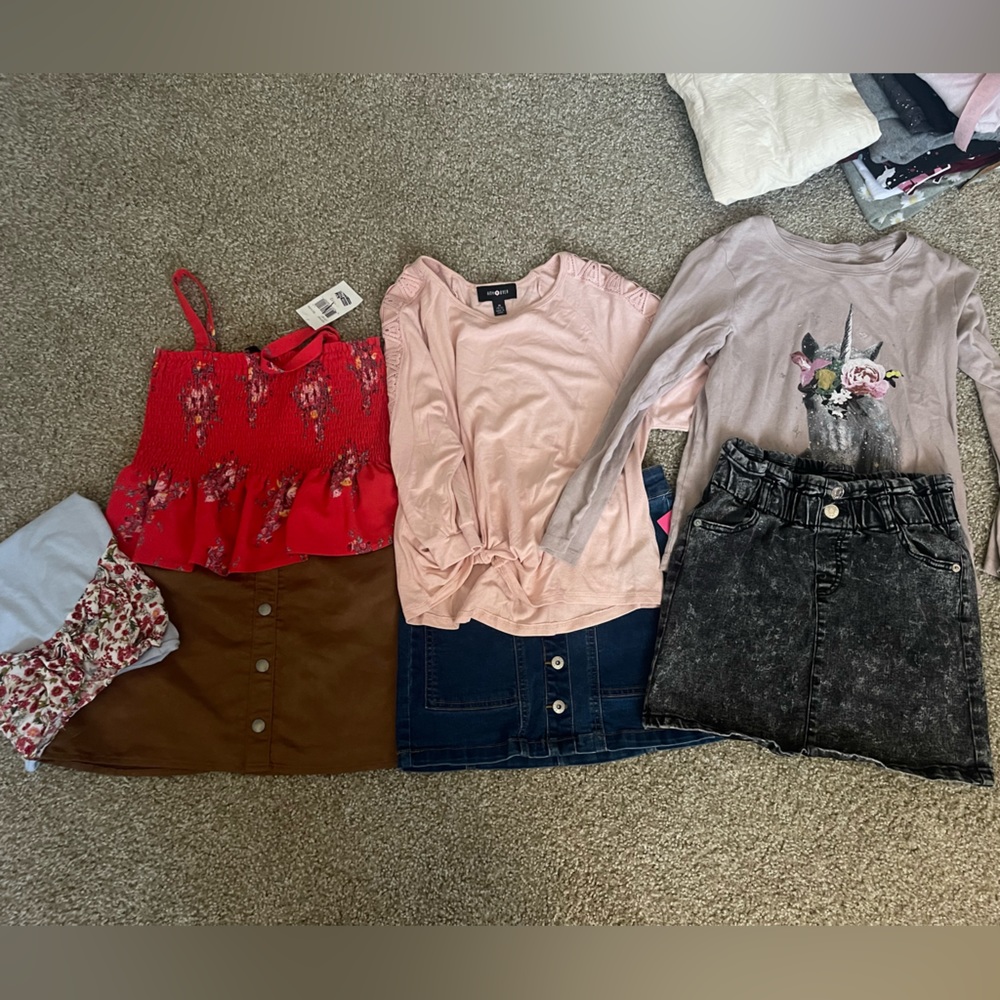 Justice children’s place old navy ag Amy beyer Hayden girls lili skirt top lot